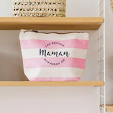 La trousse de toilette | nautique ligné rose / écru