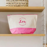 La trousse de toilette | écru avec fond rose fuschia