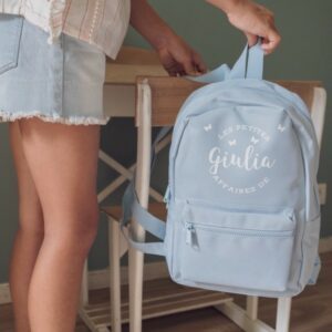 sac à dos mini enfant personnalisé, sac d'école, sac maternelle, sac à dos pour sortie scolaire, sac à dos résistant, bretelles réglables, tenue debout tout seul, ouverture facile, sac à dos résistant, sac à dos bleu marine avec papillons